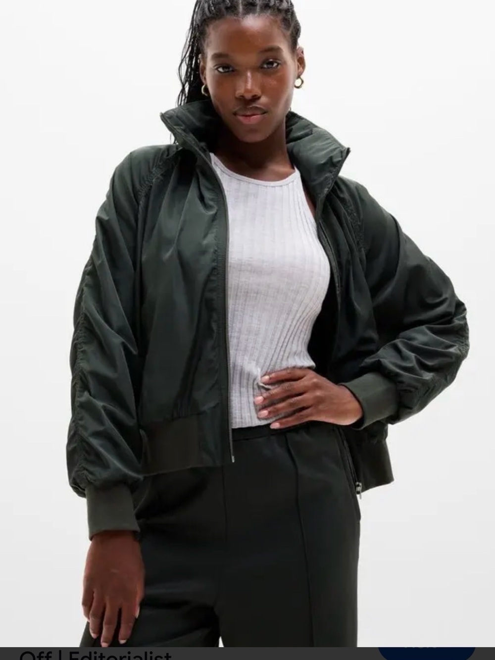 Athleta Elm Green Jetset Bomber Jacket